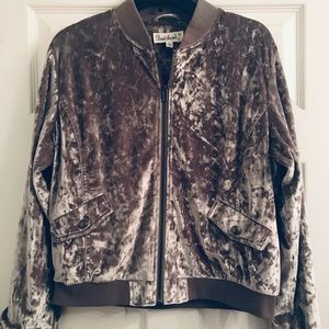 Cloud Chaser velvet gray bomber jacket full zip L